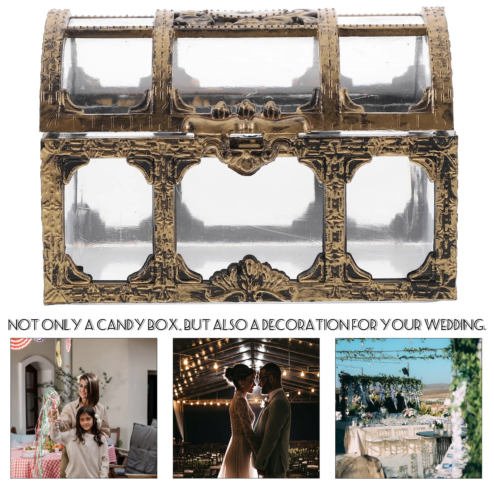 

12Pcs Candy Boxes Wedding Favor Treasure Chest Candy Containers Party Treats Boxes Creative Vintage Style Treasure Chest