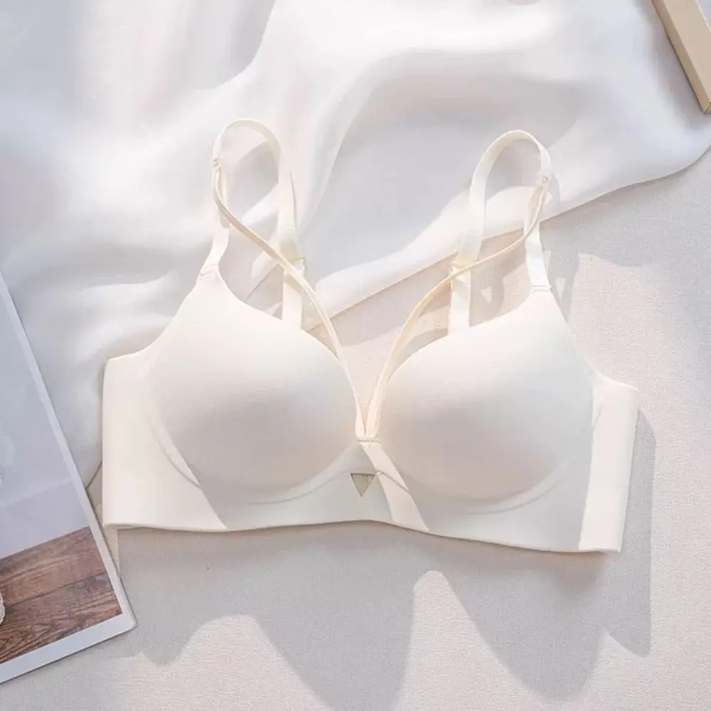 

3/4 Cup Push-up Bra Women Leopard Anti-sagging Seamless Underwear Gathered Breasts Deep V Wireless Deep V Bra Daily Wear