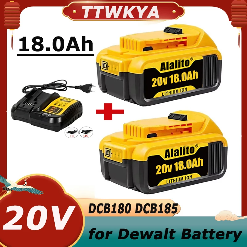 Original DCB200 20V 18.0Ah Lithium Replacement Battery For Dewalt 18V DCB184 DCB200 DCB182 DCB180 DCB181 DCB182 DCB201 DCB206