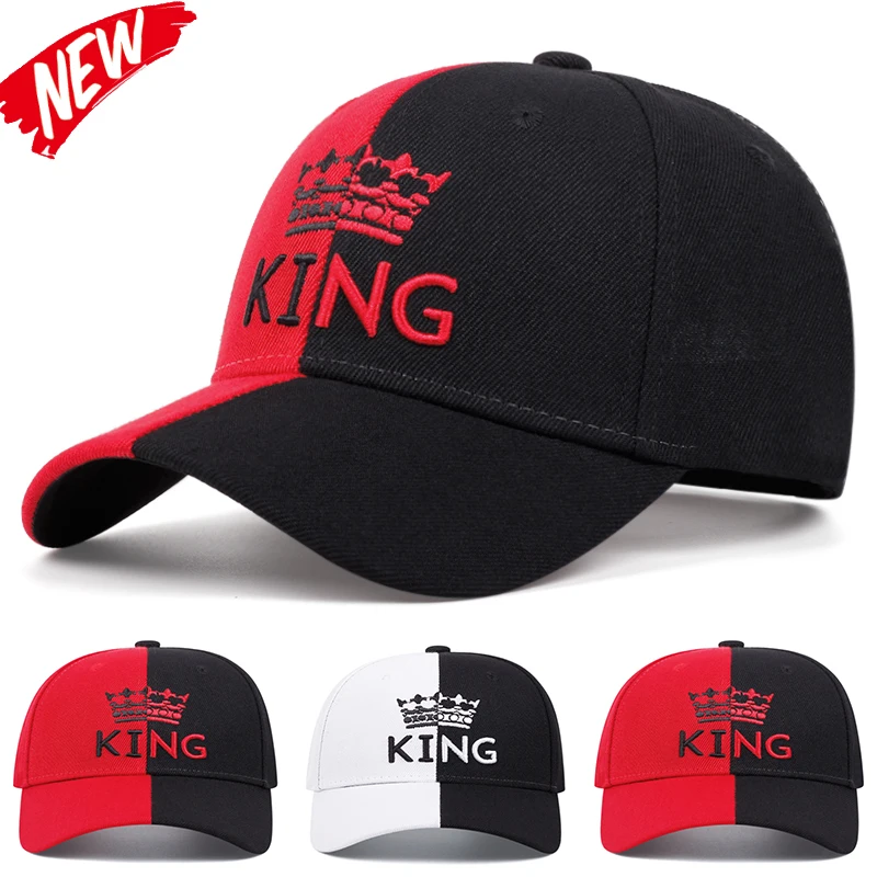 Men's Fashion KING Color Blocking Embroidered Baseball Cap Hip-Hop Snapback Hat Unisex Summer Sunshade Cowboy Trucker Cap