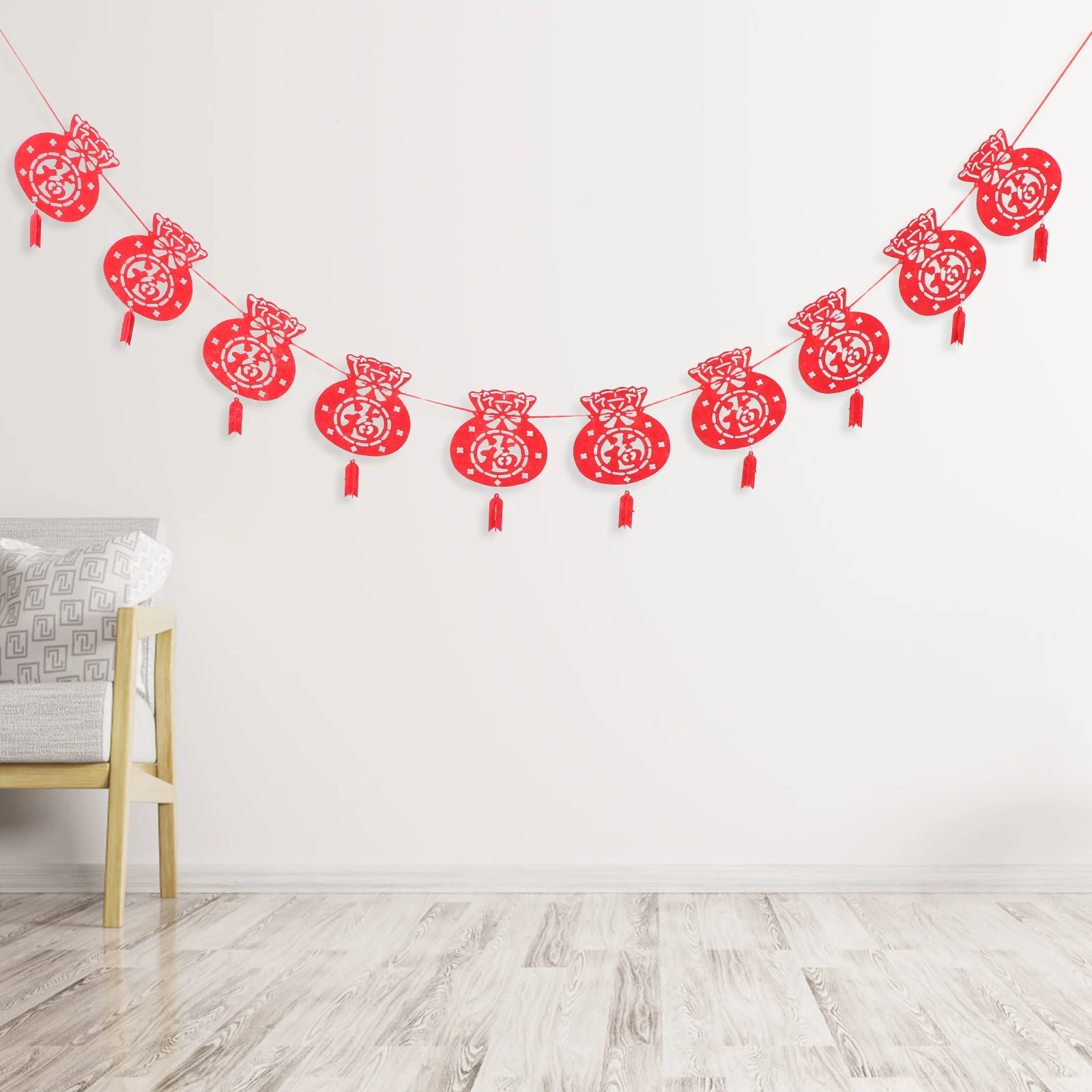 

Chinese New Year Decor Hanging Banner Bunting Party naments Festive Flags Wall Ceiling Decorations String Flags