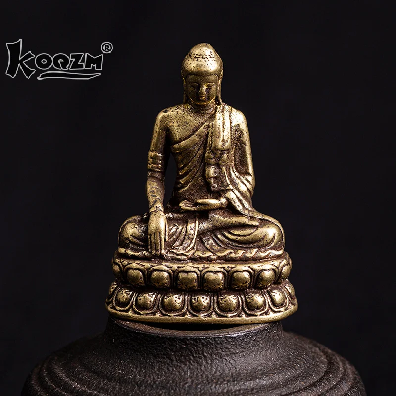 Brass Sakyamuni Buddha Figurines Miniatures Desktop Ornament Antique Copper Dharma Master Statue Decoration