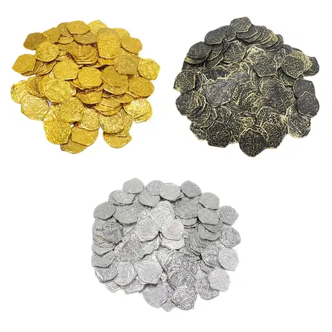 100x Gold Coin DIY Shiny Treasure Chest Spanish Doubloon Novelty Pirate Coin