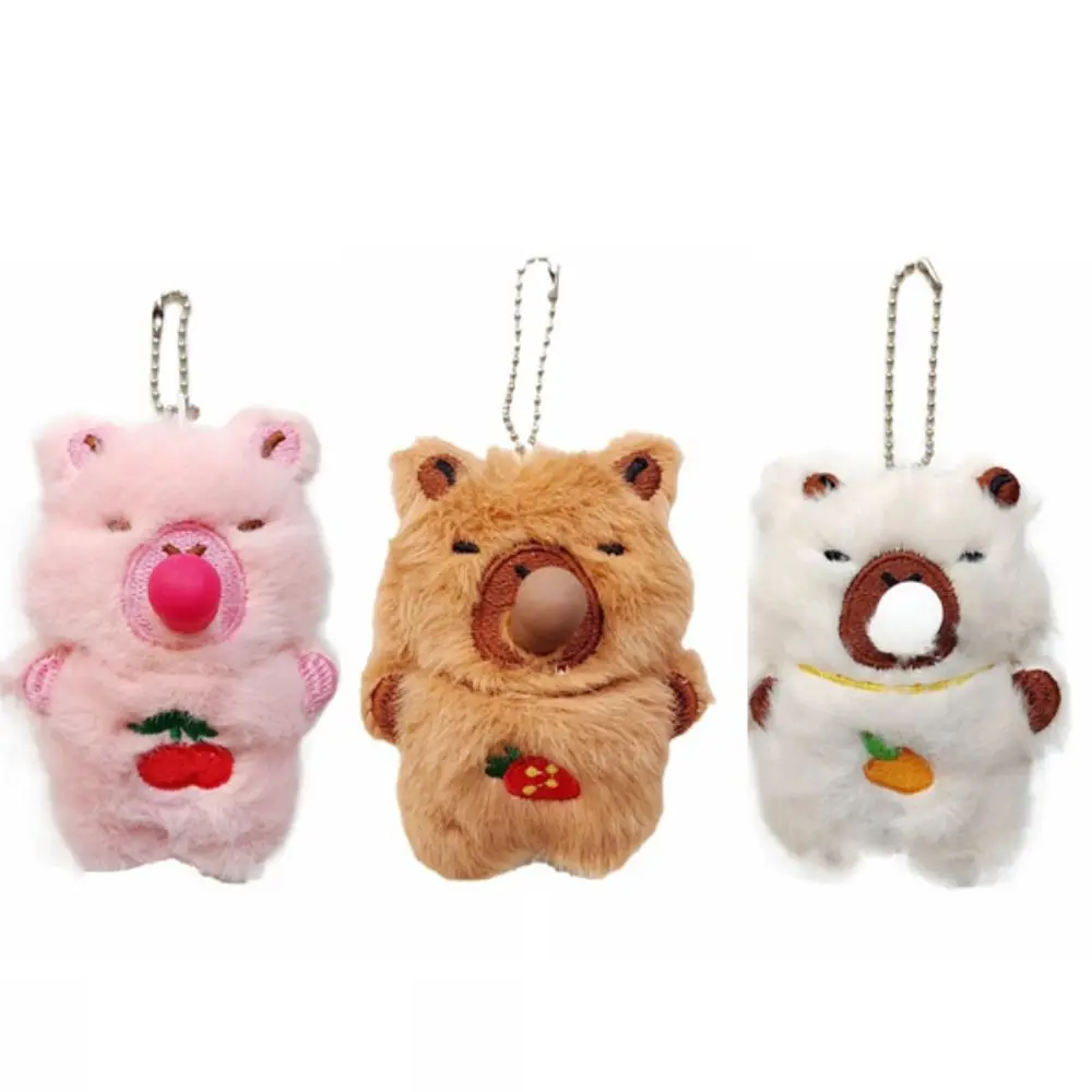 Decorazione borsa Spit Bubble Capybara Ciondolo Cartoon Kawaii Capybara Portachiavi in peluche Soffice bambola capibara carina