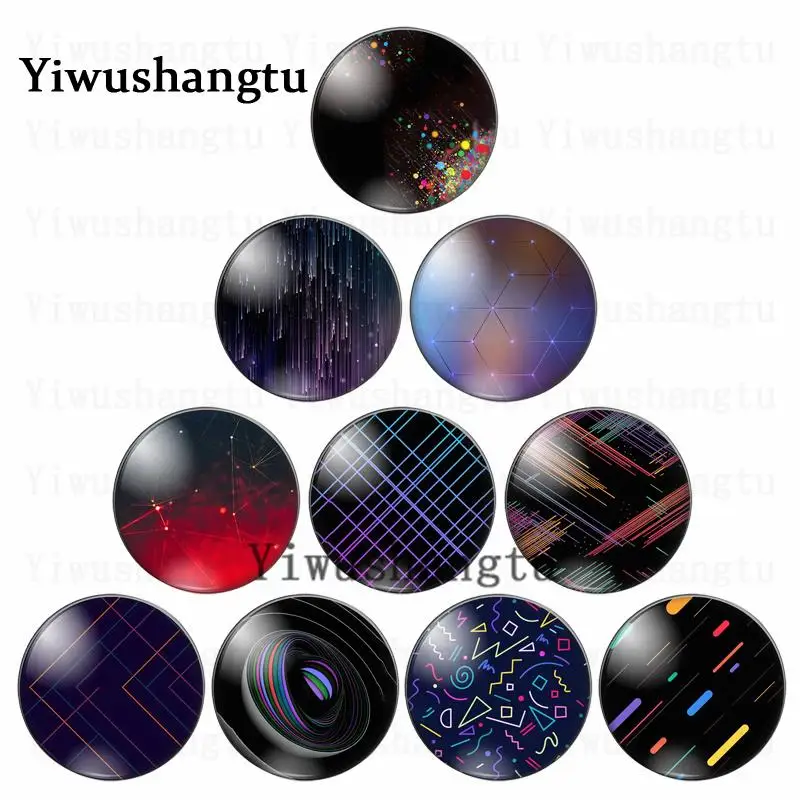 Colorful lines irregular geometry  pattern 12mm/20mm/25mm/30mm Round photo glass cabochon demo flat back Making findings