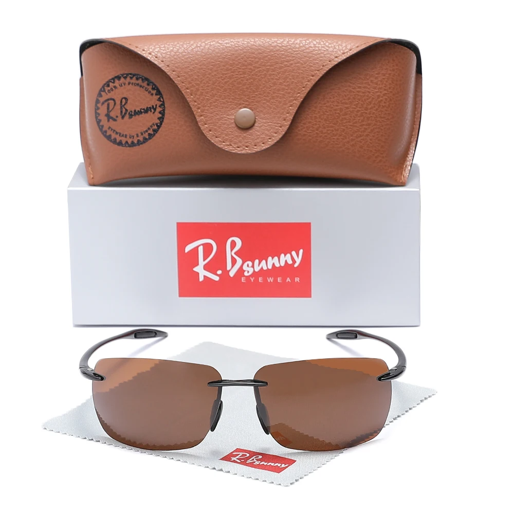 Polarized Rectangle Ultralight Fashion Sunglasses Rimless Men Driving Brand Design Sun Glasses De Sol UV400
