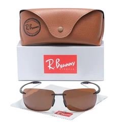Polarized Rectangle Ultralight Fashion Sunglasses Rimless Men Driving Brand Design Sun Glasses De Sol UV400