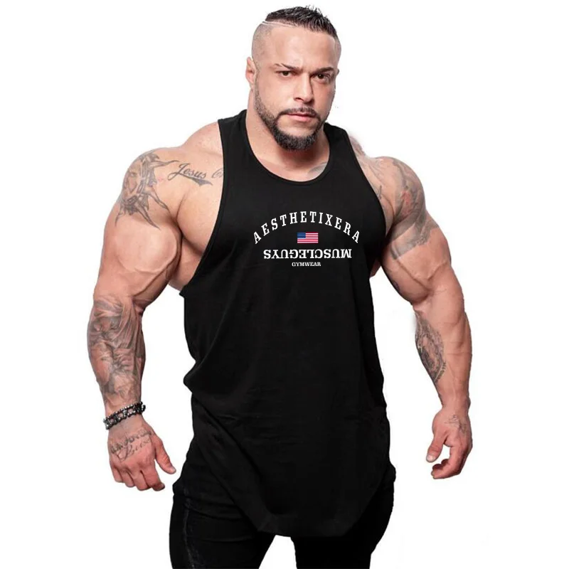 Camiseta de musculación de gran tamaño para hombre, chaleco sin mangas transpirable para Fitness, ropa de gimnasio, entrenamiento de Culturismo