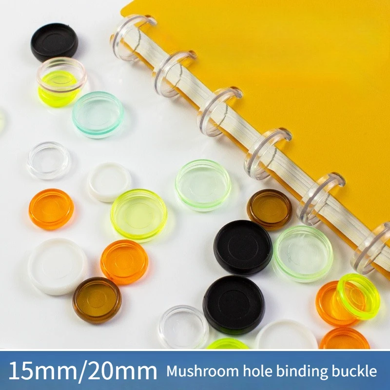 100pcs 15/20mm Loose-leaf Mushroom Button Album Idolize Card Disc Color Transparent Mushroom Hole Binding Button
