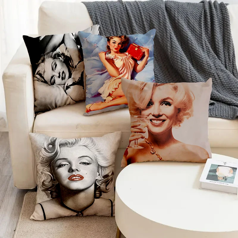 

Celebrity Marilyn Monroe Pattern Printed Soft Square Pillowslip Linen Blend Cushion Cover Pillowcase Living Room Home Decor