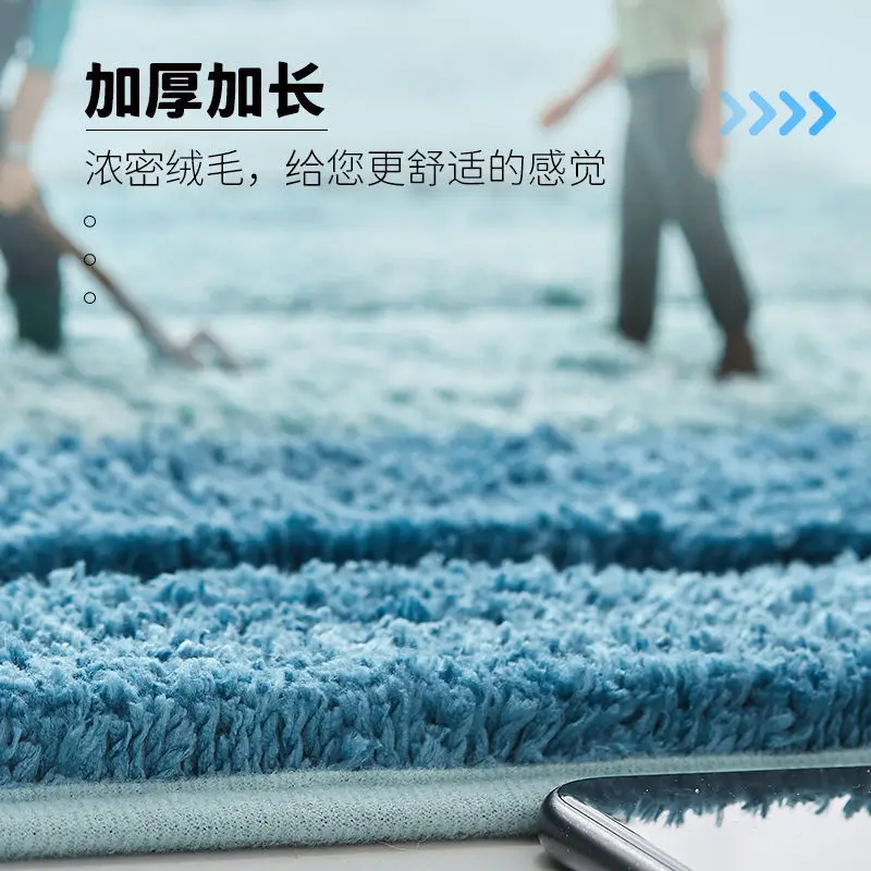 Striped Bathroom Mats Thickened Long Hair Floor Carpet Toilet Door Absorbent Bathroom Tub Mat Kitchen Rug Non-slip Foot Pad