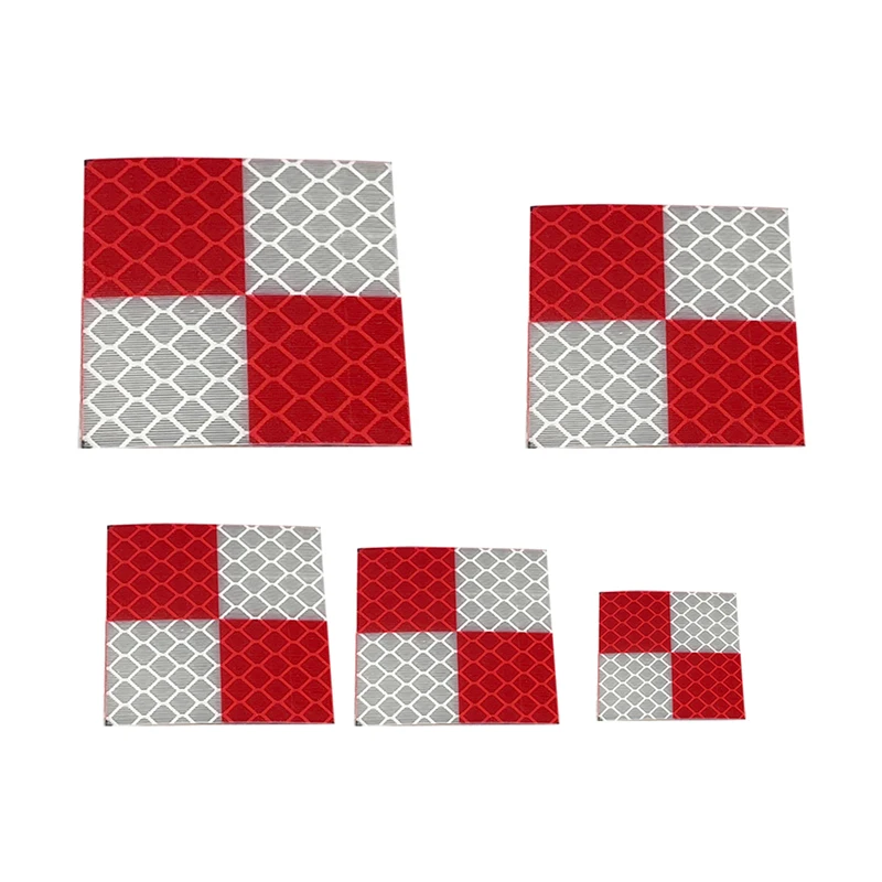 100pcs Size 60x60mm 20 30 40 50 mm Red and White Grid Reflector Sheet For Total Station Survey Geography Reflective Sticker