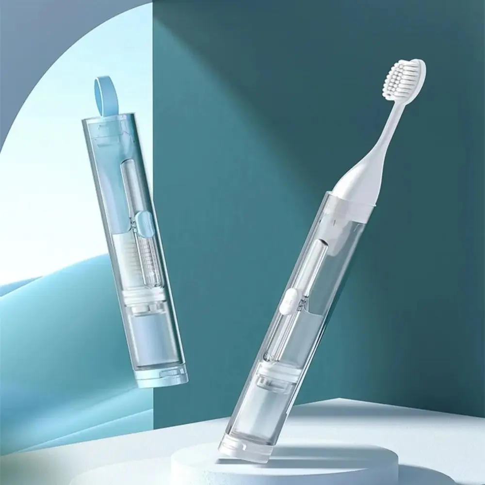 

3-IN-1 Travel Toothbrush Set Portable Foldable Toothpaste Dispenser Integrated Mini Toothpaste Tube Storage Box