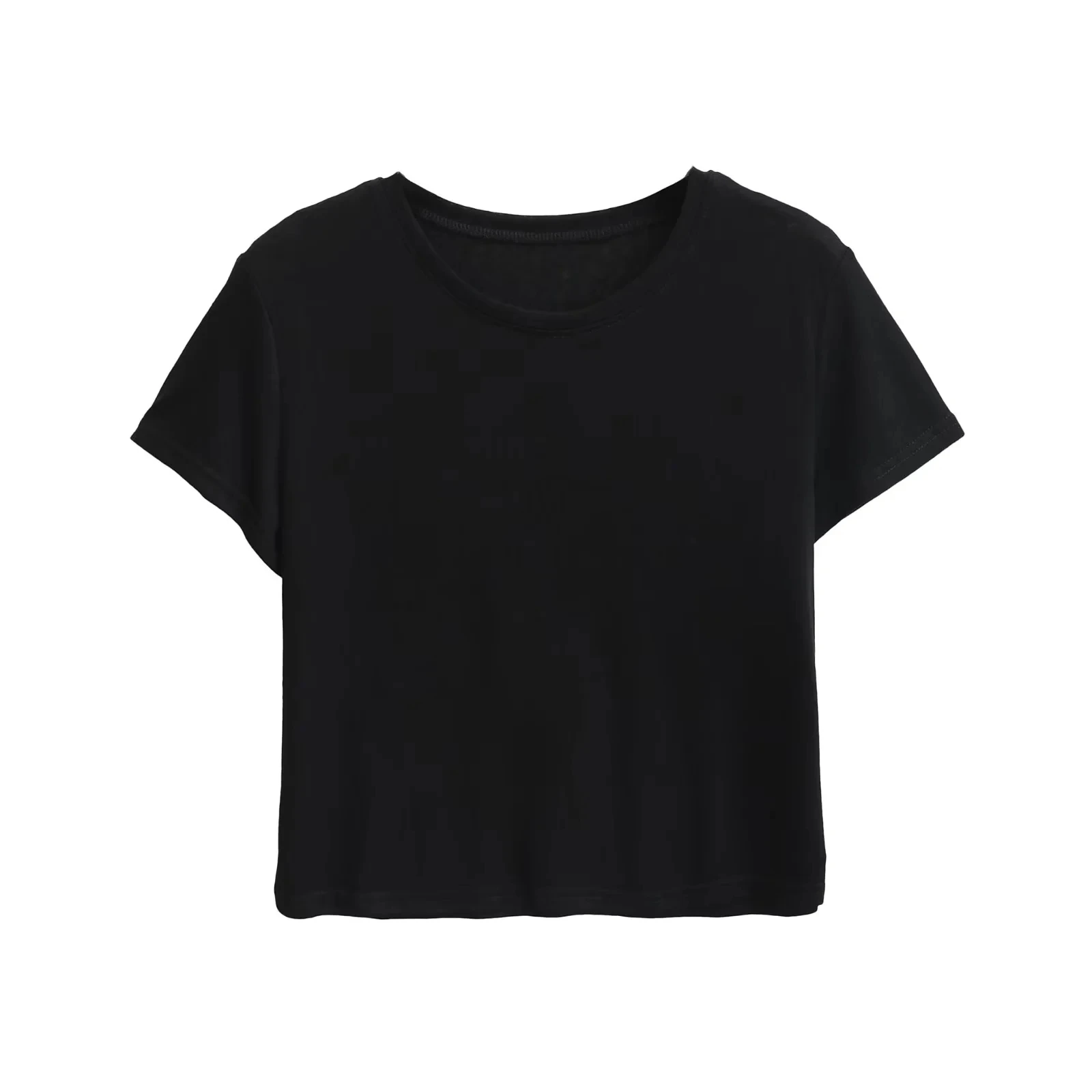 Damska koszulka bazowa Slim Fit z okrągłym dekoltem, oddychająca, wygodna, z wysokim stanem, idealna na lato - nowość.