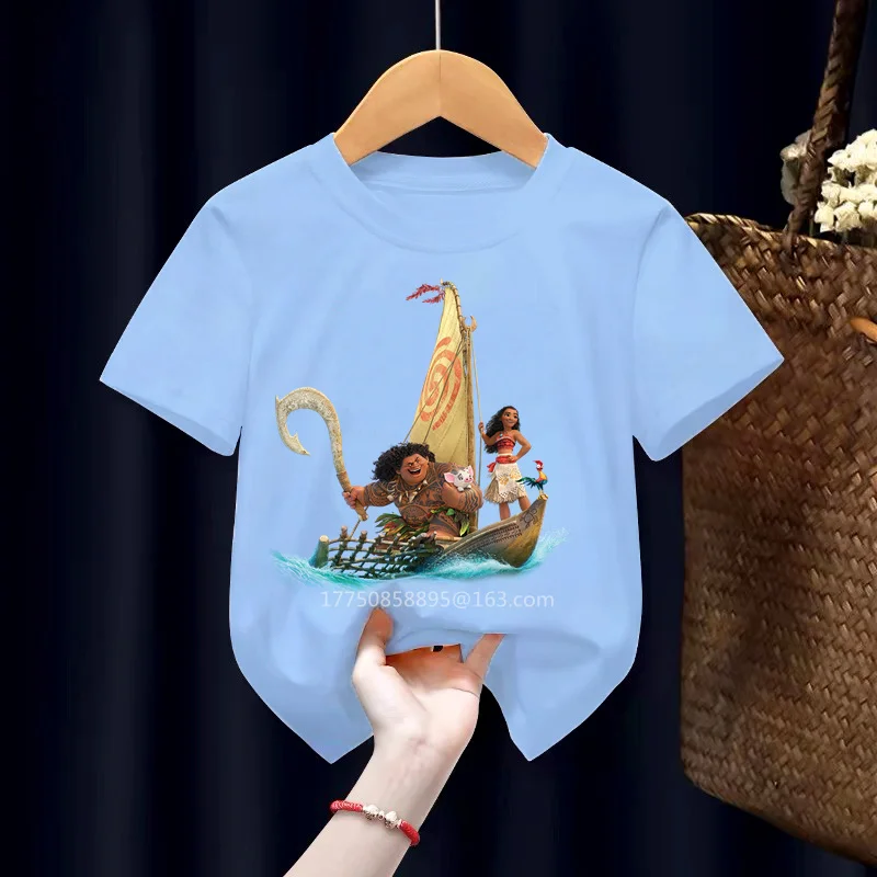 

Disney Kids T-shirt Moana Ocean Romance Princess Print Girls Clothes Baby Boys Cartoon Cute T shirt Children's clothing