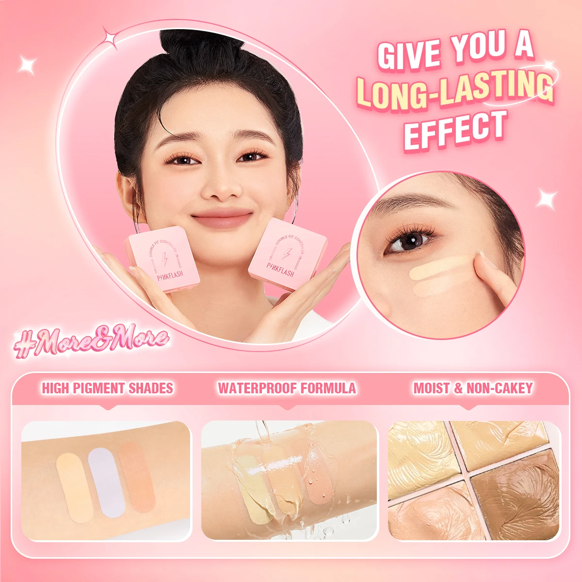 PINKFLASH Matte Flawless Concealer Palette Waterproof Lightweight Full Coverage Moisturizing Face Contour Powder Makeup Cosmetic