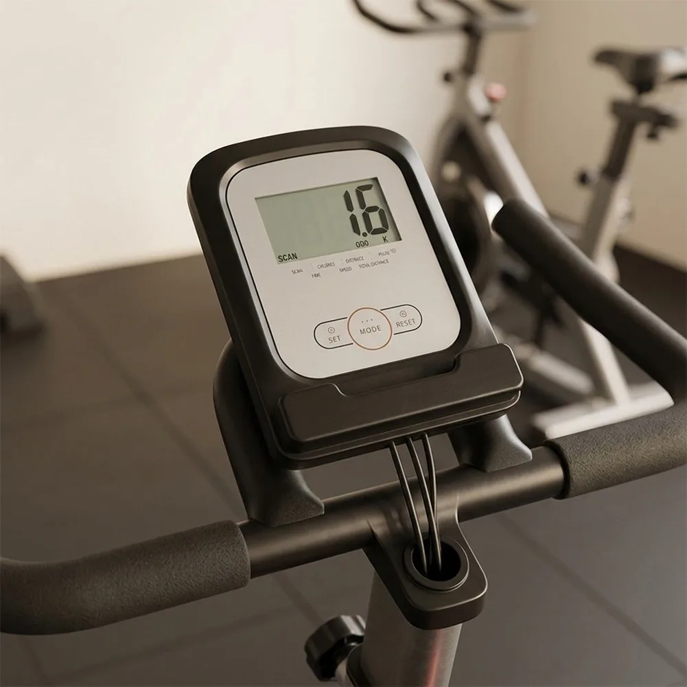 Stationary Exercise Bike Computer LCD Display Speed Distance Time Calories Monitor SCAN Mode Black Silver Finish 74x44mm