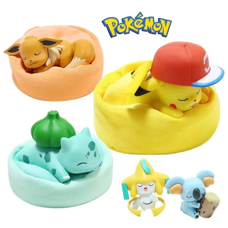 Pokemon Model Kit Anime Characters Figure Starry Dream Pikachu Bulbasaur Series Car Interior Hand Sleeping Position Toys Gifts