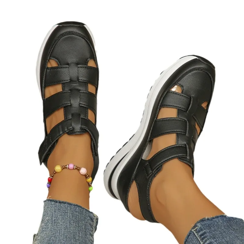 

Ladies Shoes 2026 High Quality Buckle Strap Women's Sandals New Closed Toe Office and Career Summer Solid Wedge Sandals Zapatos