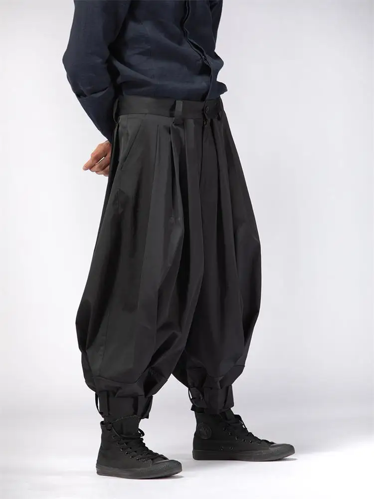 Men's Wide Leg Pants Spring New Hair Designer Fashion Casual Super Loose Large Size Nine Minute Pants