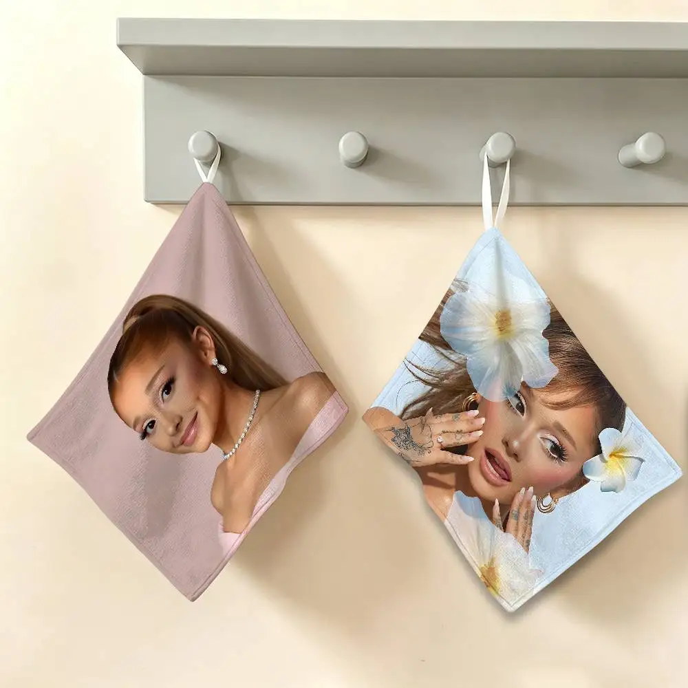 Classic Pop Singer A-Ariana G-Grande Polyester Cotton Hanging Kitchen Towel, Skin Friendly Hand Wiping Towel