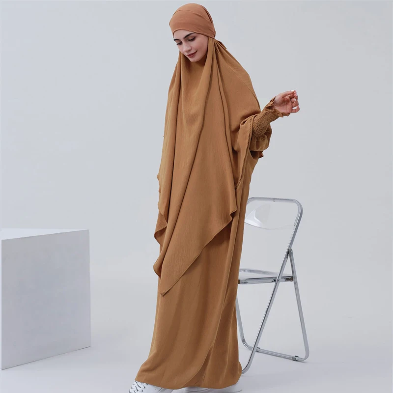 Wrinkle Soft Crepe Prayer Clothes Abaya Dubai Kaftans Saudi Arabia Turkey Islam Muslim Maxi Dress Djellaba Robe Femme Musulmane