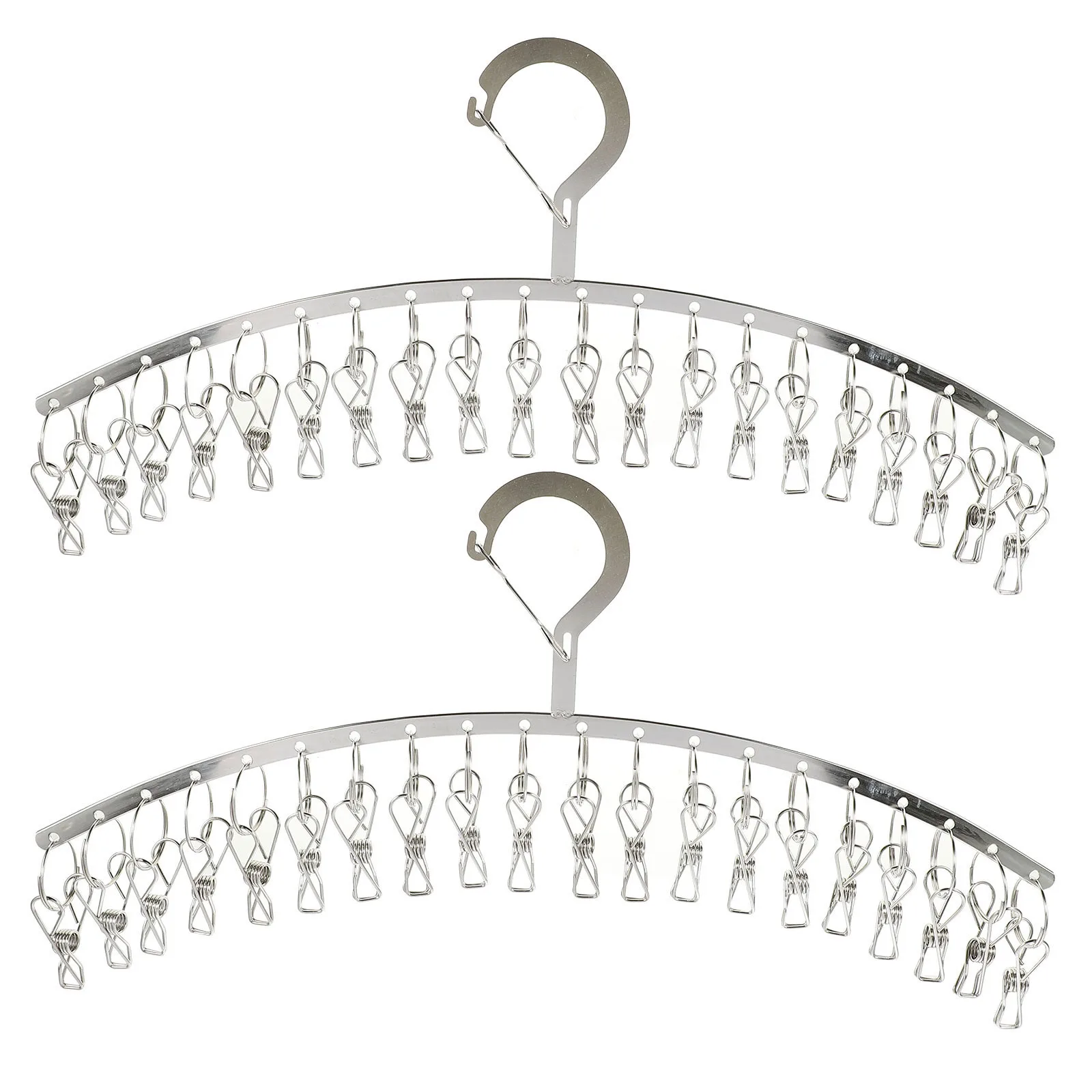 

2Pcs Stainless Steel Laundry Drying Rack Rustproof Sturdy Clips Multi-Purpose Space Saving Outdoor Indoor Use Drying Rack