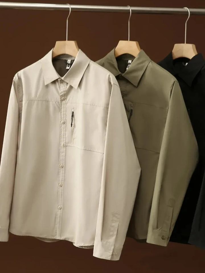 

Серия рабочей одежды в стиле ретро, мужская уличная одежда Long Sve irt Jaet, ветрозащитная, водоотталкивающая, тактическая, молодежная, Faion Spring