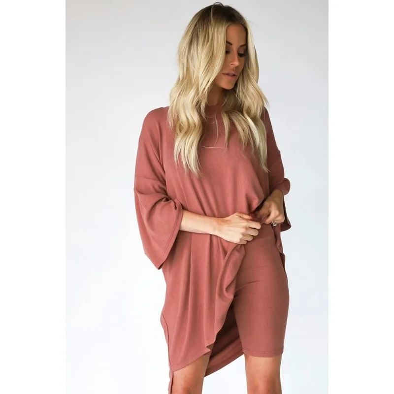 

Women's Casual Loose ort Sve Tops And orts Set Comfortable T-irt Capri Pants Outfit for Spring Faionable Set