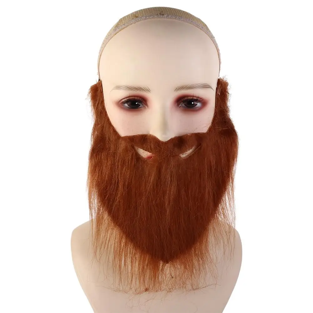 Barba Artificial, barba falsa realista, bigote largo de pelusa, bigote falso de Halloween, barba falsa, disfraz de Halloween simulado