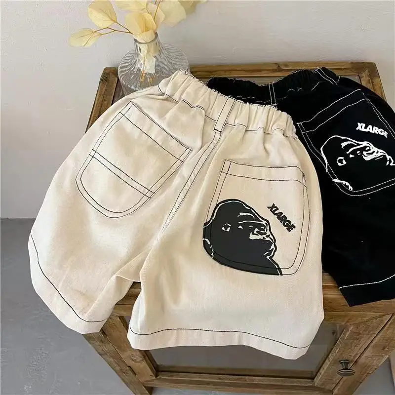 Children's Shorts 2023 Summer New Boys And Girls Cartoon Thread Cotton Casual Pants Baby Korean Fashion Capris Kids