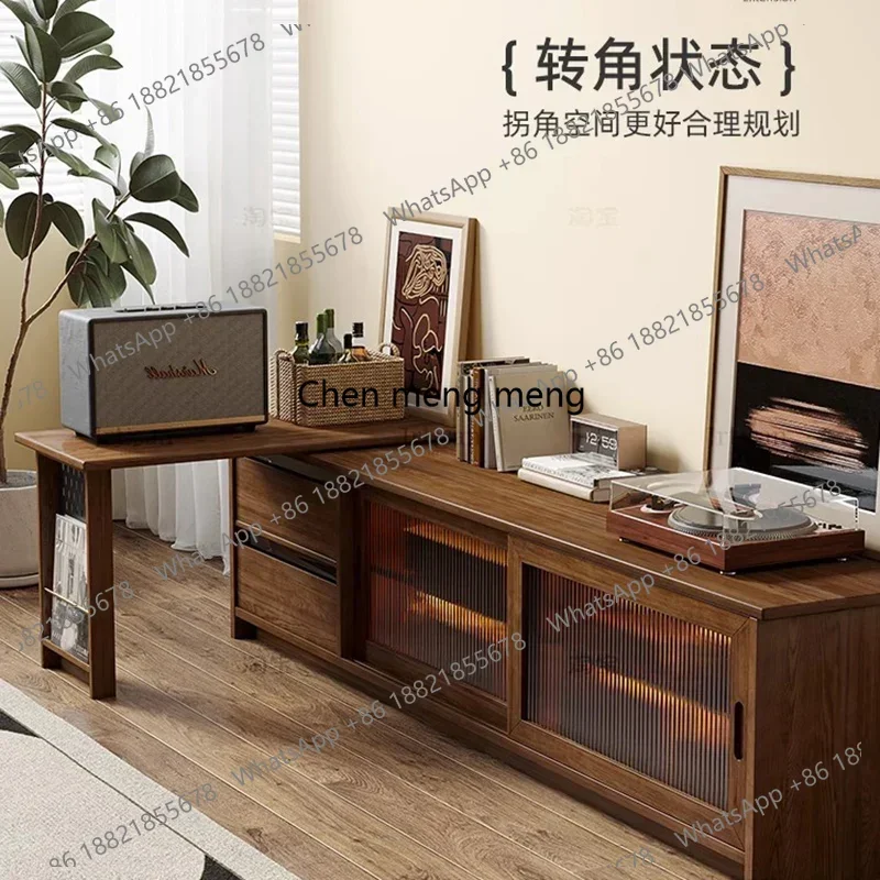 

Nordic Creative Solid Wood TV Stand Retro Storage Italian Expandable Small Space Floor-Standing Living Room Furniture E136
