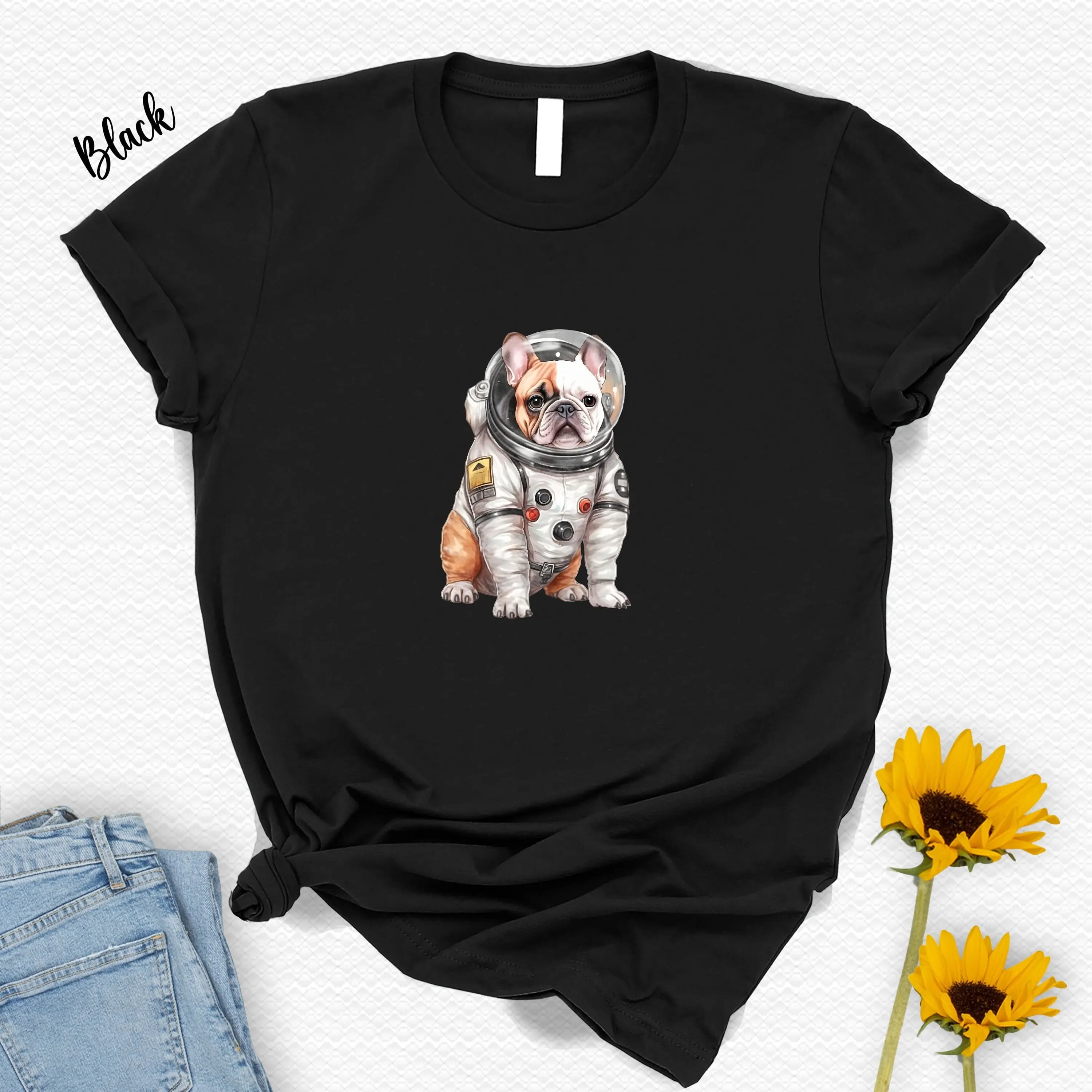 Astronaut French Bulldog T Shirt s For Lovers Cute Mom Dad Animal Lover