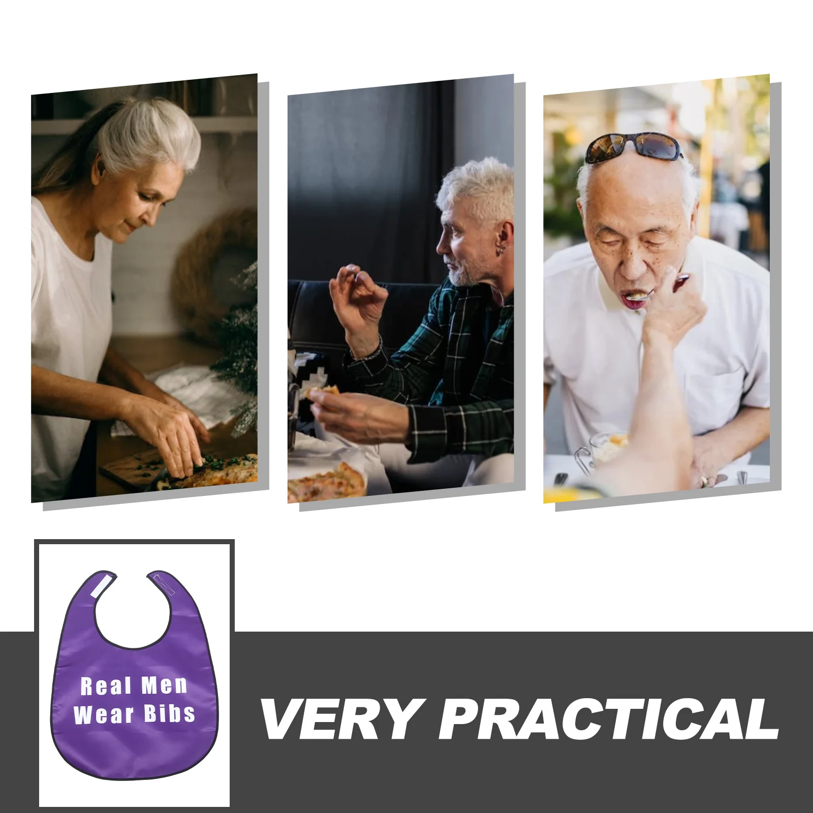 

Adult Bib for Elderly Household Dinner Polyester Foldable Large Adjustable Easy Care Reusable Dining Bib for Disabled Seniors