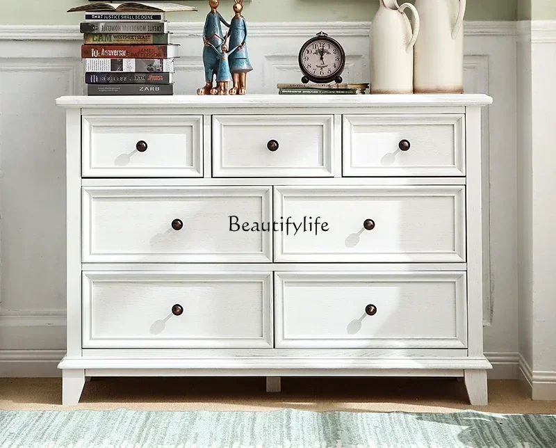 

American solid wood ash wood seven chest cabinet entrance TV furniture