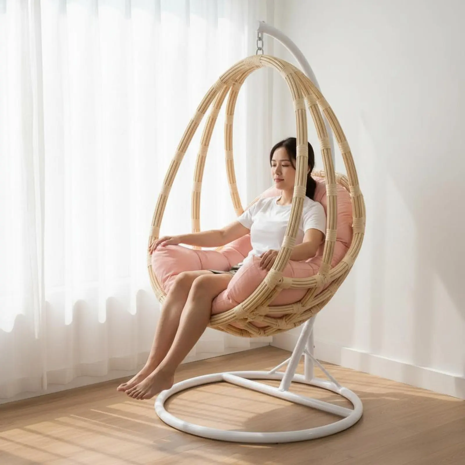 

Hanging Oval Chair Pad Easy to Clean Hanging Swing Seat Pad Cocoon Chair Pad Waterproof Resistant for Garden, Bedroom