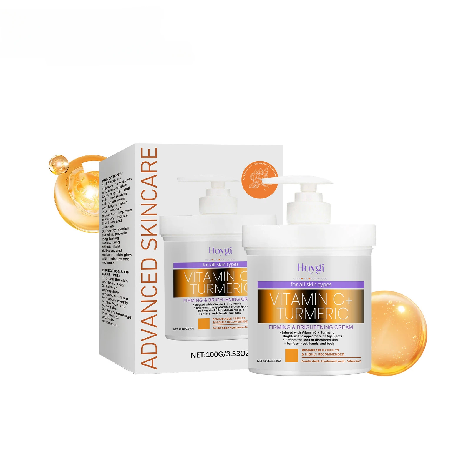 Turmeric Vitamin C Firming and Brightening Cream Hydrating and Moisturizing Nourishing Skin Beautiful Body Cream Skincare