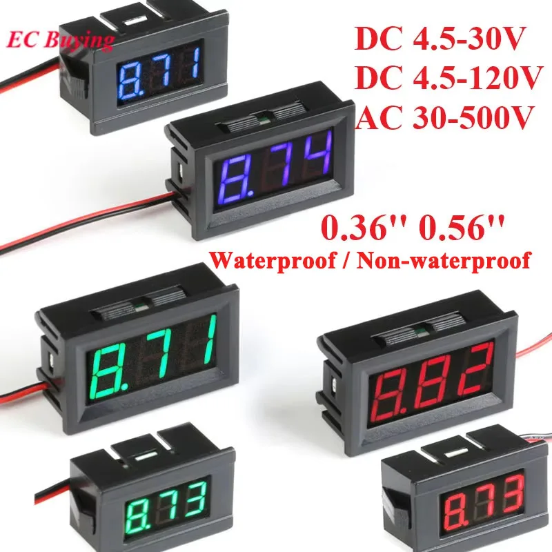 Mini woltomierz cyfrowy DC 4.5V do 30V woltomierz panelowy napięcia miernik dla 6V 12V 24V elektromobilny motocykl samochodowy 0.56'' 0.36''