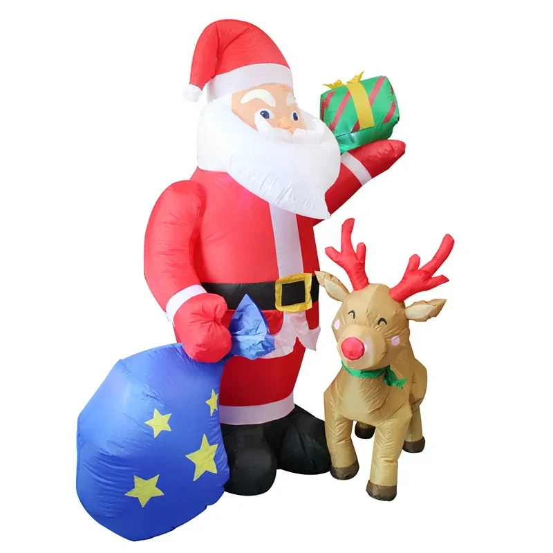 

New inflatable Santa gift bag Deer outdoor courtyard explosion luminous inflatable old man decoration