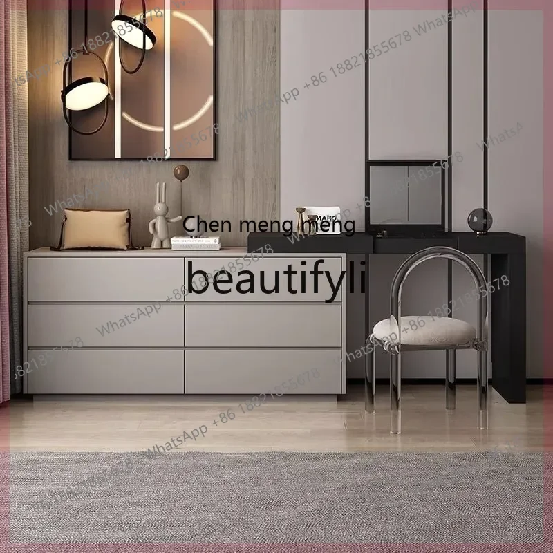 D178  Retro solid wood flip dresser bedroom modern and simple, chest storage integrated corner retractable makeup table