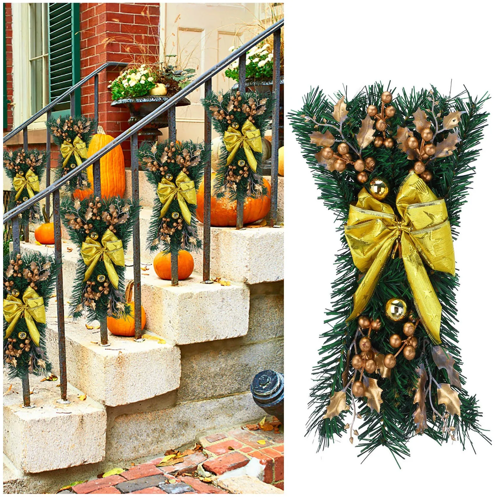 Farm Doors For House Cordless Prelit Stairs Decoration Lights Up Christmas Decoration Led Wreath Welcome Dog Sign For Front Door