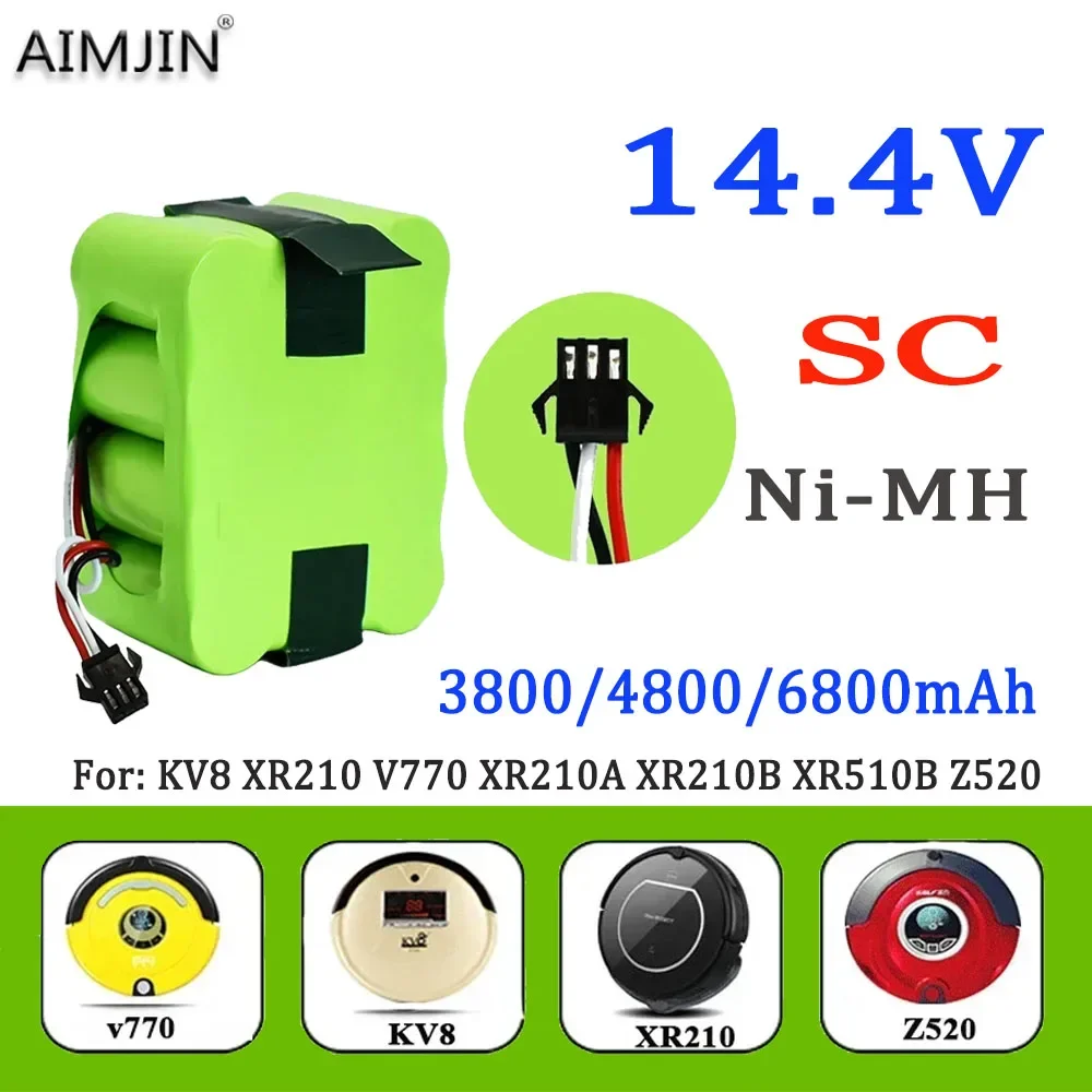 NEW SC 14.4V Ni-MH battery 3800/4800/6800mAh for KV8 XR210 XR510 XR210A XR210B XR510B XR510C Vacuum Cleaner Sweeping Robot