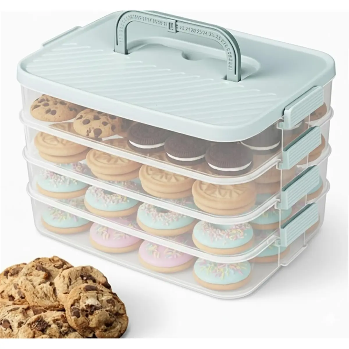 4 Layers Storage Container, Extra-High Layer, Cookie Carrier, Dumpling Box, Stackable Food Container