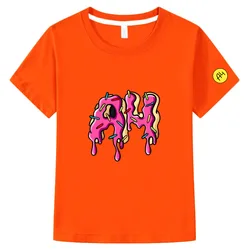 Camiseta de manga curta infantil, 100% algodão, Casual, Donuts, Roupa infantil, Menina, Menino, Menina, A4