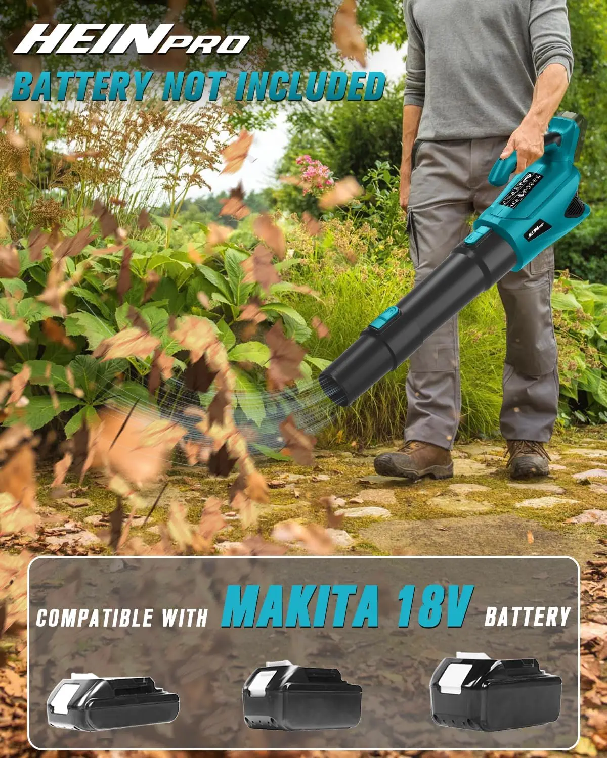 Cordless Leaf Blower Up to 500CFM Compatible with Makita 18V Battery (No Battery), Electric Leaf Blower Cordless with 5 Speed Mo