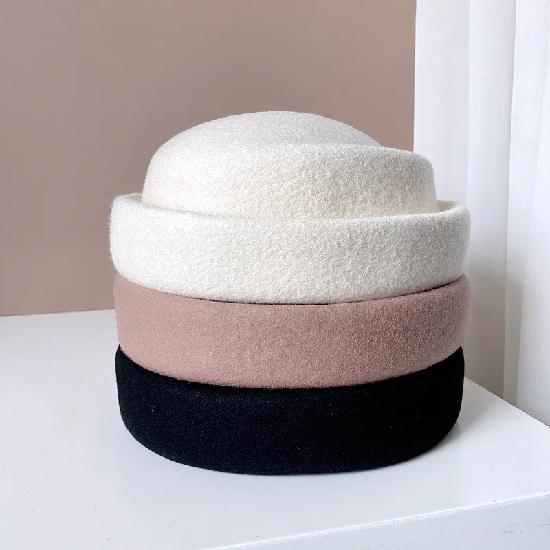 Winter Fashion Versatile  Concave Temperament Wool Beret Female Painter Hat Light Luxury Elegant Internet Famous Felt Hat