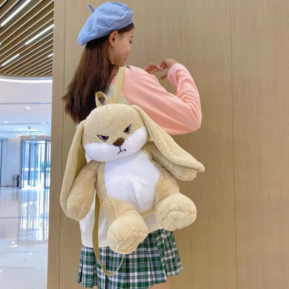 Long Ear Rabbit Anger Bunny Plush Backpack Cute Animals Stuffed Doll Long Ear Rabbit Plush Backpack 35cm Cartoon