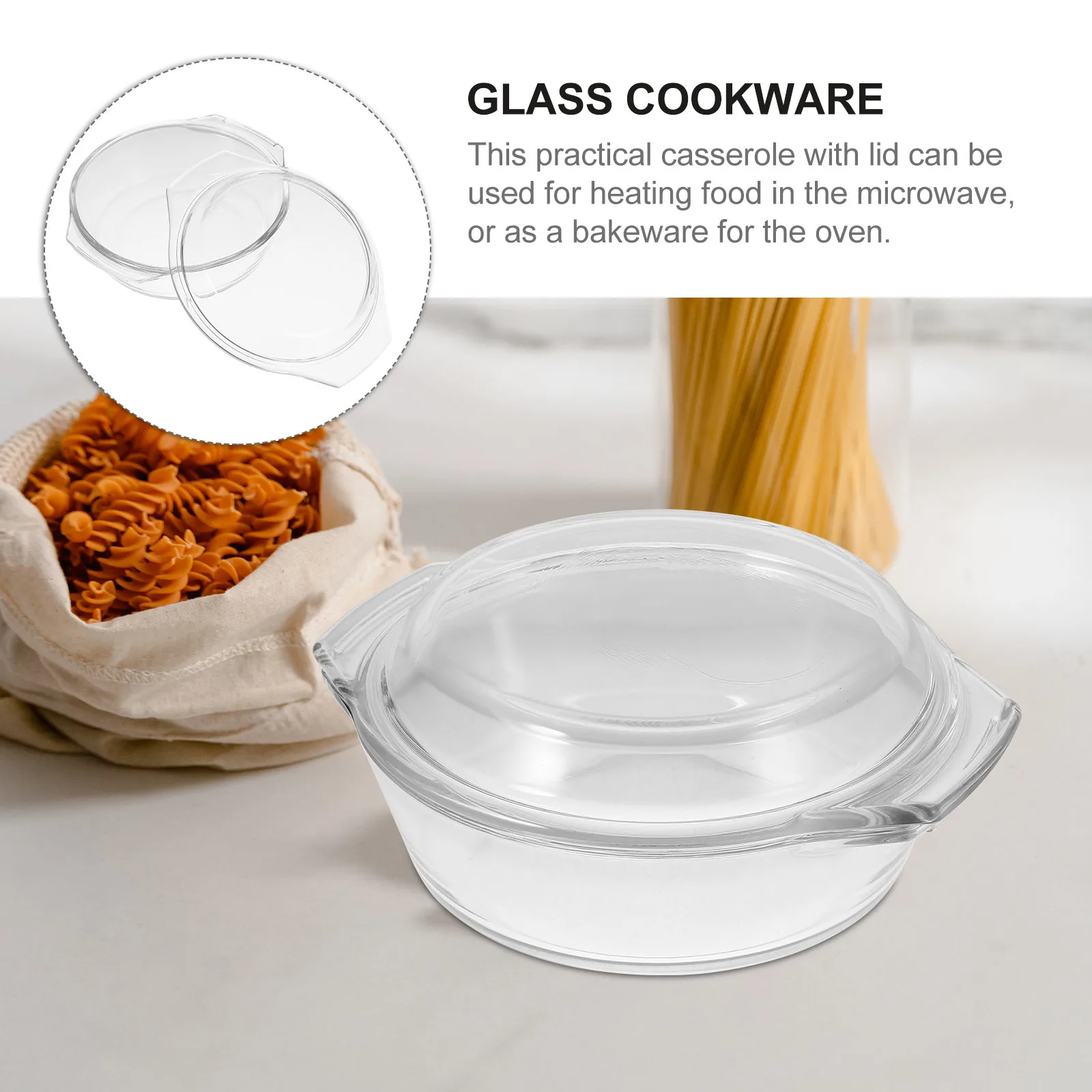 

Round Glass Casserole Dish Microwave Oven Safe With Lid Dishwasher Safe Glass Cookware Baking Serving Storage