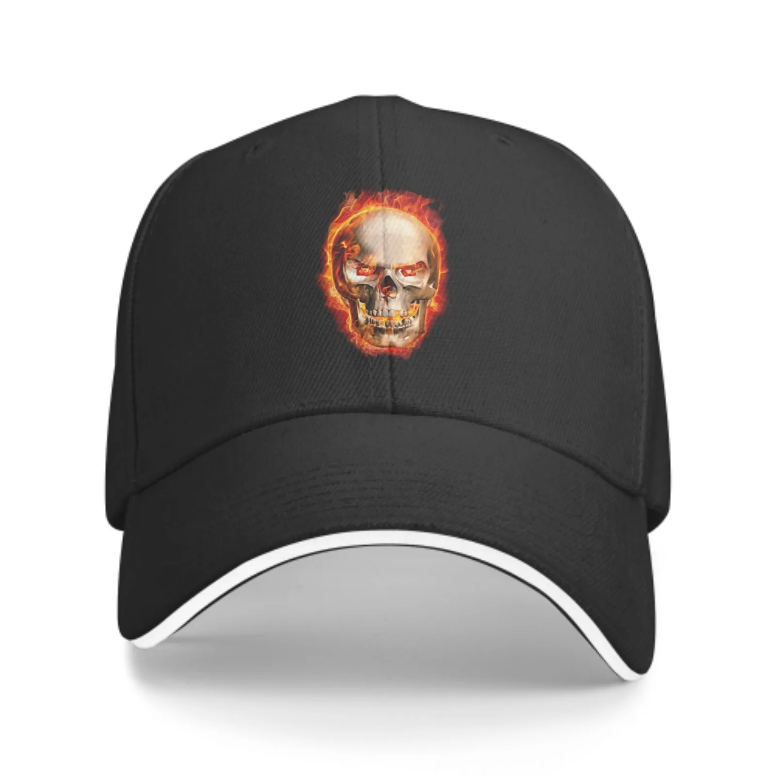 

Бейсболки Fire Skull для мужчин и женщин, модная Регулируемая Кепка, Повседневная Кепка-тракер, для занятий спортом на свежем воздухе