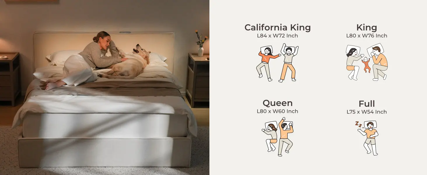 platform bed frame with headboard for full/queen/king size